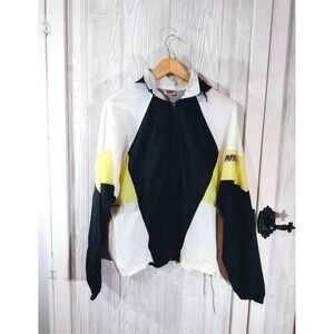 Vintage Nike Jacket Mens M Yellow Black Swoosh Windbreaker Track 90s Streetwear